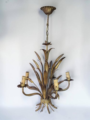 Lustre métal doré Hollywood Regency, Hans Kögl 1970s