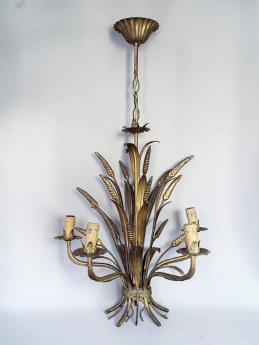 Lustre métal doré Hollywood Regency, Hans Kögl 1970s