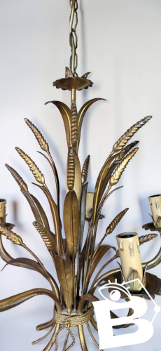 Lustre métal doré Hollywood Regency, Hans Kögl 1970s