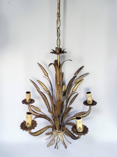 Lustre métal doré Hollywood Regency, Hans Kögl 1970s