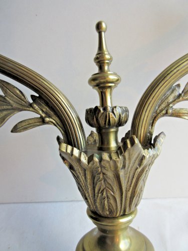 Lustre Napoléon III à 2 feux, suspension, plafonnier en beau bronze doré, propre