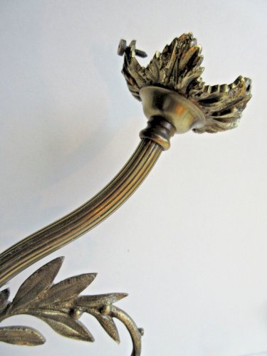 Lustre Napoléon III à 2 feux, suspension, plafonnier en beau bronze doré, propre