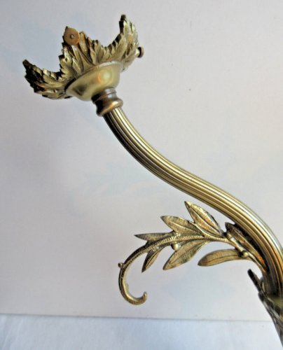Lustre Napoléon III à 2 feux, suspension, plafonnier en beau bronze doré, propre