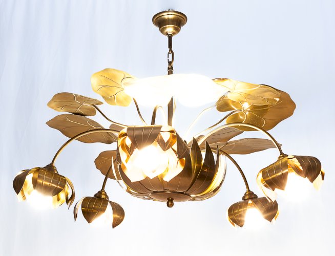 Lustre nénuphar 10 feux Maison Jansen