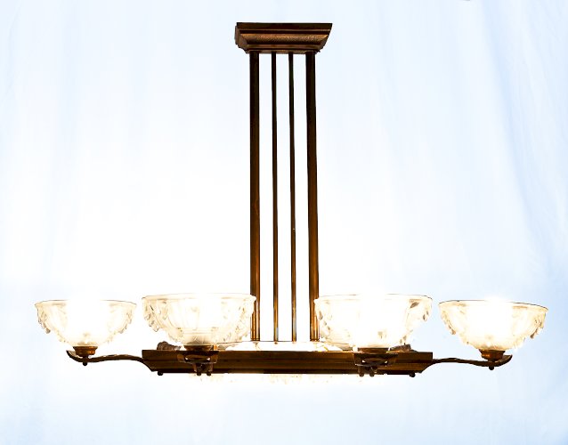 Lustre paquebot Art Déco Ezan, 10 feux
