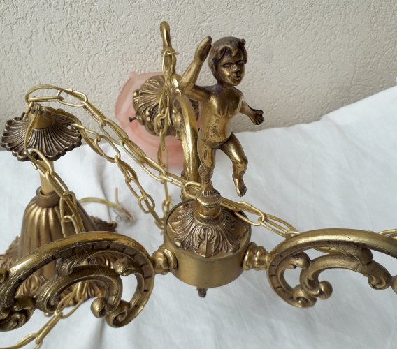 Lustre suspension bronze et verre