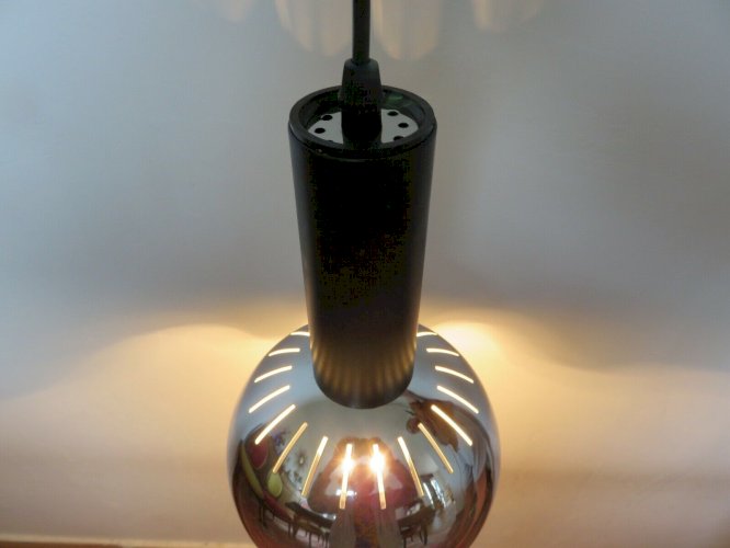 LUSTRE SUSPENSION EN METAL CHROME ANNEES 70 VINTAGE