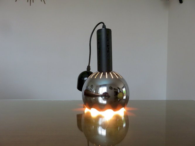 LUSTRE SUSPENSION EN METAL CHROME ANNEES 70 VINTAGE
