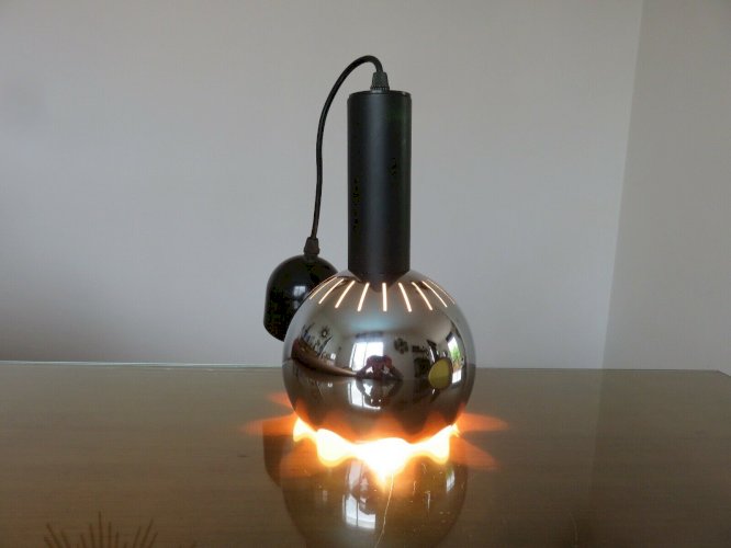 LUSTRE SUSPENSION EN METAL CHROME ANNEES 70 VINTAGE