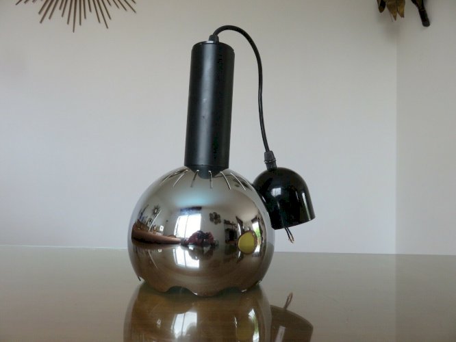 LUSTRE SUSPENSION EN METAL CHROME ANNEES 70 VINTAGE