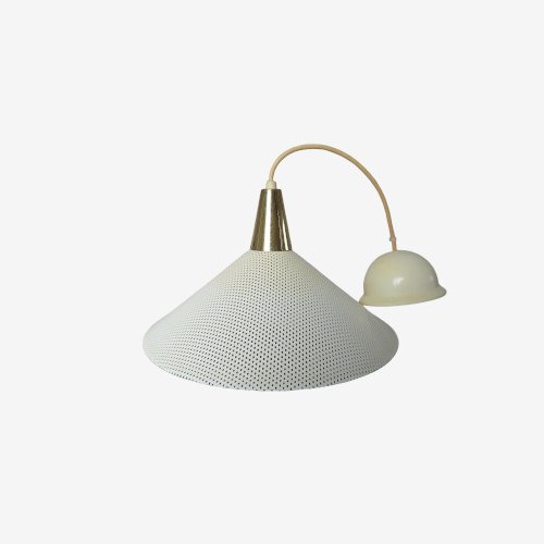 LUSTRE, SUSPENSION EN METAL PERFORE ET LAITON ANNEES 60 70 VINTAGE