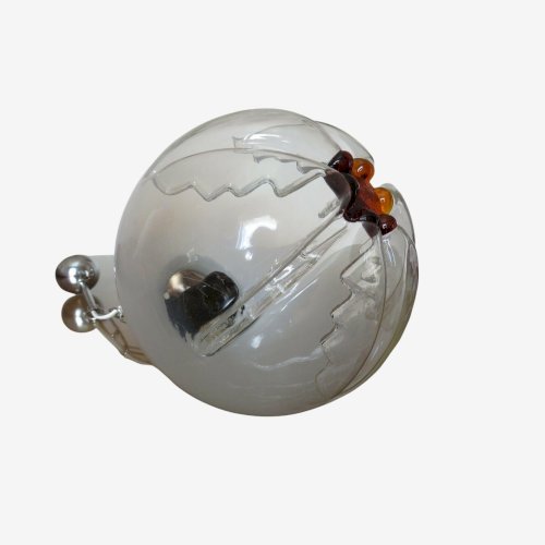 LUSTRE SUSPENSION  MAZZEGA  VERRE DE MURANO ET METAL CHROME ANNEES 70 VINTAGE