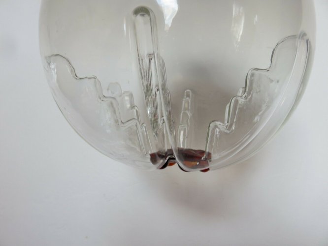LUSTRE SUSPENSION  MAZZEGA  VERRE DE MURANO ET METAL CHROME ANNEES 70 VINTAGE