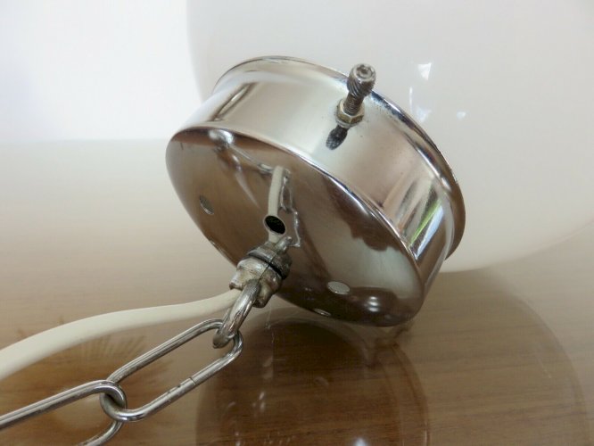 LUSTRE SUSPENSION  MAZZEGA  VERRE DE MURANO ET METAL CHROME ANNEES 70 VINTAGE