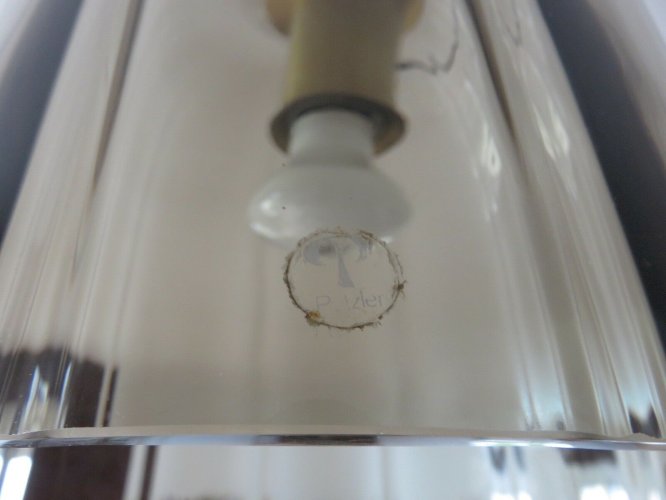 LUSTRE SUSPENSION  PEILL & PUTZLER  EN VERRE FUME AMBRE ANNEES 70