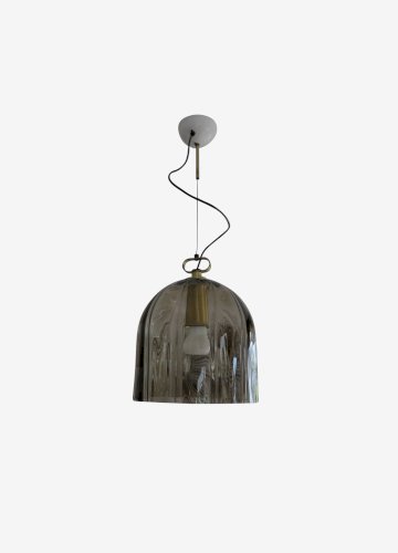 LUSTRE SUSPENSION  PEILL & PUTZLER  EN VERRE FUME AMBRE ANNEES 70
