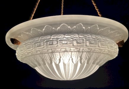 Art Deco glass bowl chandelier signed Charles SCHNEIDER 1881-1953