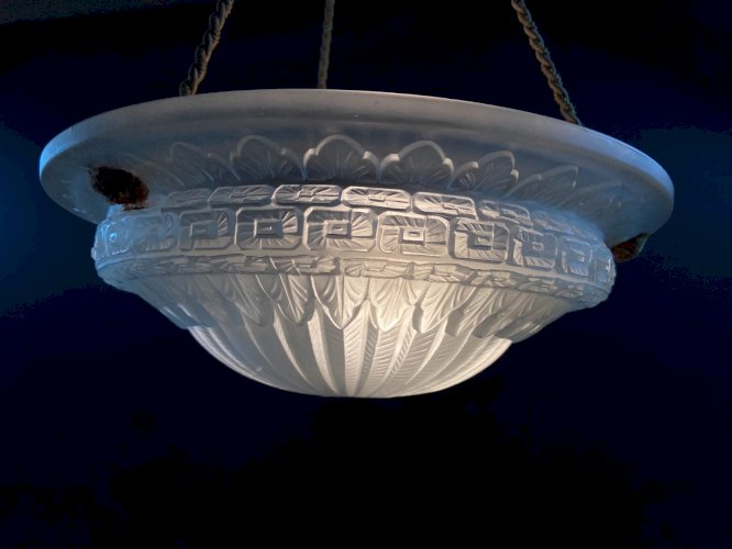 Lustre vasque Art déco en verre signé Charles SCHNEIDER 1881-1953