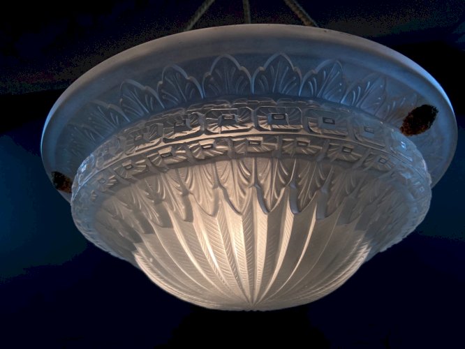 Lustre vasque Art déco en verre signé Charles SCHNEIDER 1881-1953