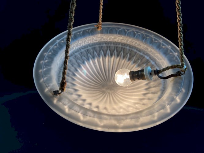 Lustre vasque Art déco en verre signé Charles SCHNEIDER 1881-1953