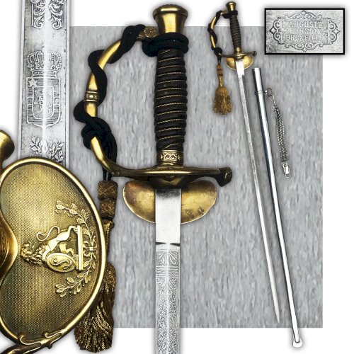 LUXUEUSE & TRES RARE ÉPÉE / SABRE COLONIALE, CONGO BELGE, M1845, LEOPOLD II, 1 ÉTOILE, XIX, ORIGINAL