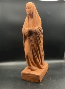 TERRACOTTA MADONNA SIGNED simonne sautet AND NUMBERED