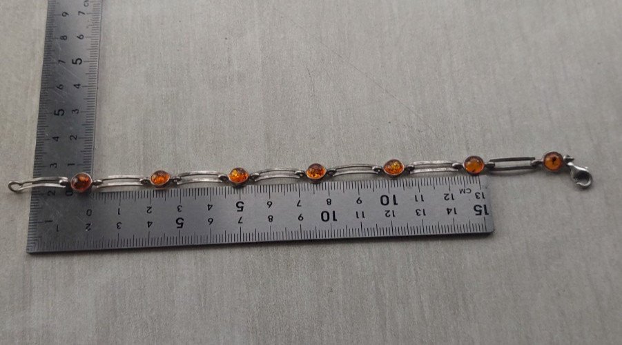 Magnifique ancien bracelet, pierres ambre et argent massif