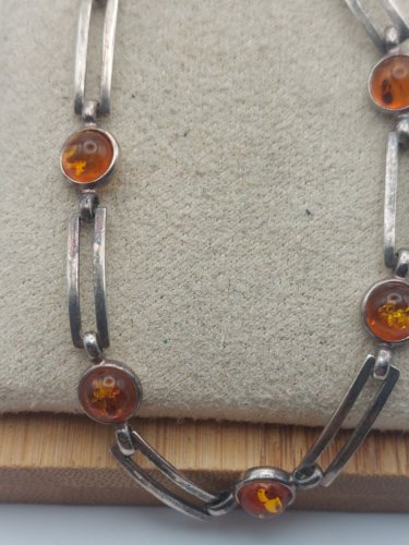 Magnifique ancien bracelet, pierres ambre et argent massif