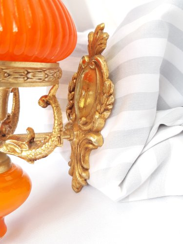 Magnifique applique Napoléon 3 bronze et opaline orange
