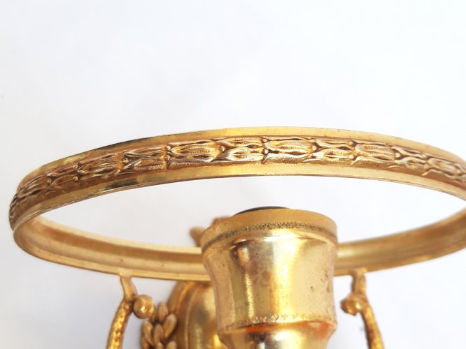 Magnifique applique Napoléon 3 bronze et opaline orange