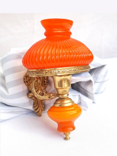 Magnifique applique Napoléon 3 bronze et opaline orange