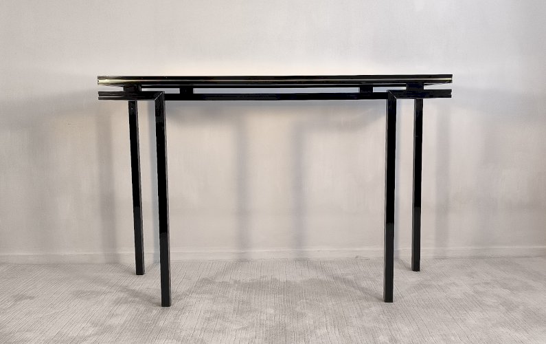?✨ Magnifique console design Pierre Vandel Paris 1970'S noir laqué, très bel état ✨?