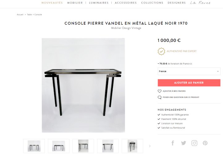 ?✨ Magnifique console design Pierre Vandel Paris 1970'S noir laqué, très bel état ✨?