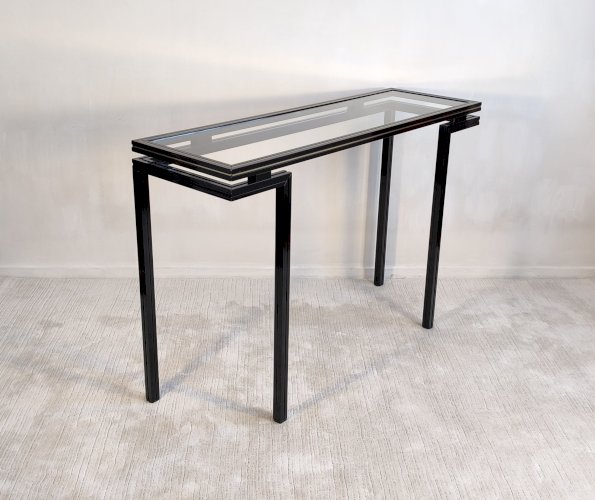 ?✨ Magnifique console design Pierre Vandel Paris 1970'S noir laqué, très bel état ✨?