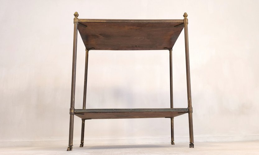 ?✨Magnifique desserte Bar Maison Jansen – Laiton, bronze et cuir à la feuille d’or – Circa 1950✨?