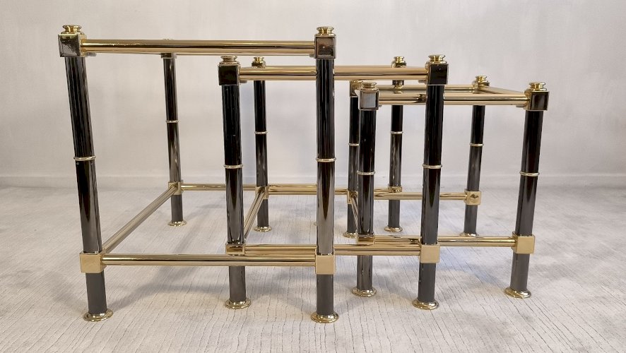 Magnifique ensemble tables gigognes Roche Bobois 1980’s en superbe état 