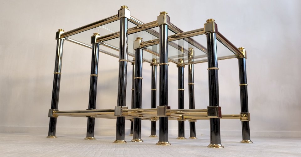 Magnifique ensemble tables gigognes Roche Bobois 1980’s en superbe état 
