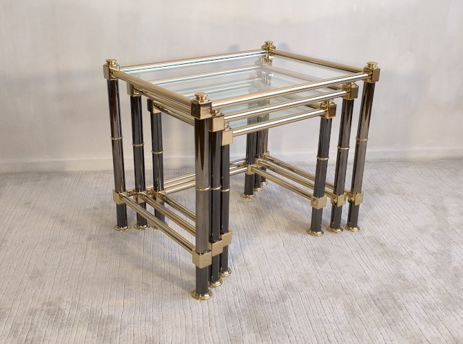 Magnifique ensemble tables gigognes Roche Bobois 1980’s en superbe état 
