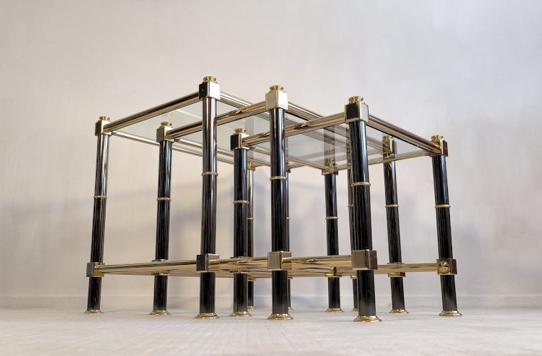 Magnifique ensemble tables gigognes Roche Bobois 1980’s en superbe état 