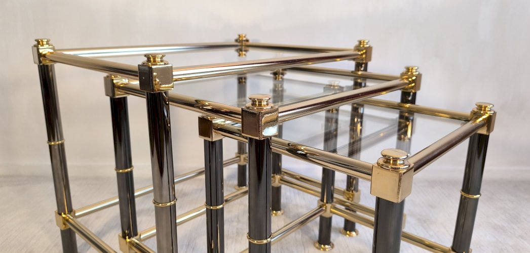 Magnifique ensemble tables gigognes Roche Bobois 1980’s en superbe état 