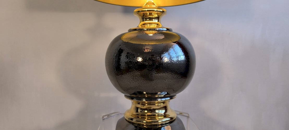? ✨ Magnifique grande lampe italienne 1960 céramique / or — Esprit Bitossi / Zaccagnini ✨?
