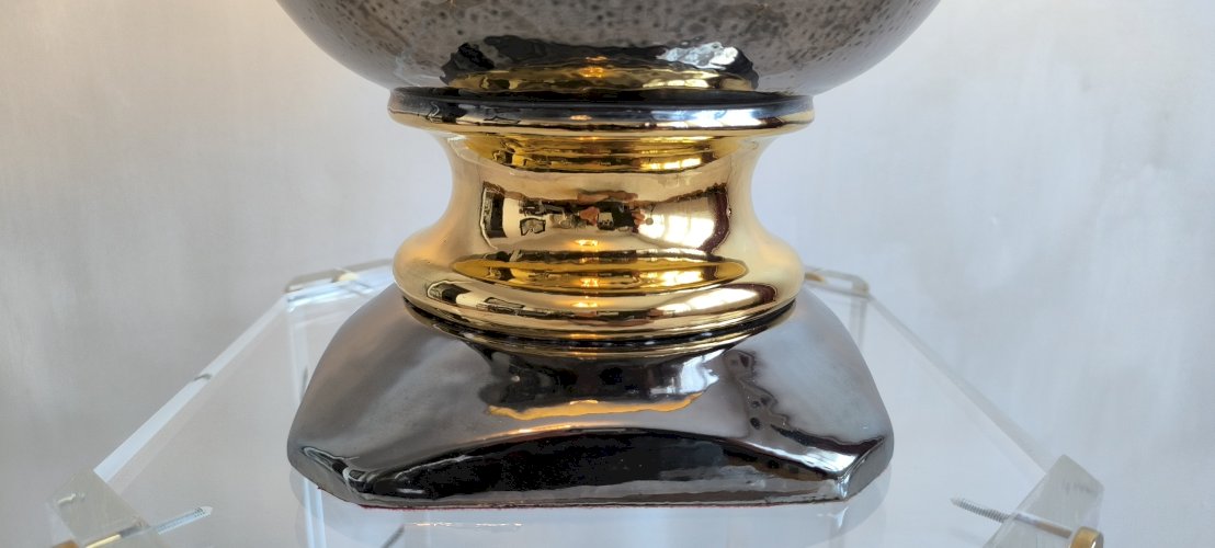 ? ✨ Magnifique grande lampe italienne 1960 céramique / or — Esprit Bitossi / Zaccagnini ✨?