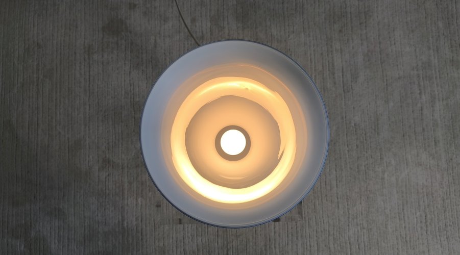 ?✨ Magnifique Grande lampe vintage en Verre de Bohême bleu opalin — signée Tchécoslovaquie — années 60/70 ✨?