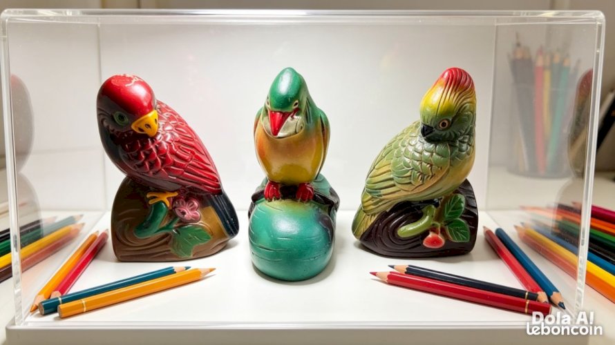 magnifique lot taille crayons perroquet ancien