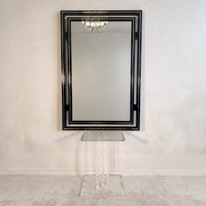 ?? Magnifique Miroir design Pierre Vandel Paris – Années 80 – Noir laqué ✨?