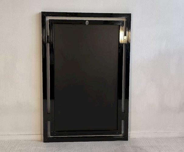 ?? Magnifique Miroir design Pierre Vandel Paris – Années 80 – Noir laqué ✨?