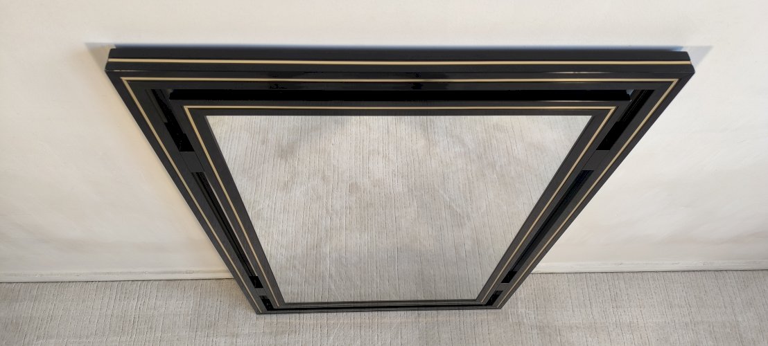 ?? Magnifique Miroir design Pierre Vandel Paris – Années 80 – Noir laqué ✨?