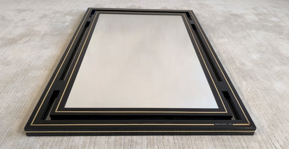 ?? Magnifique Miroir design Pierre Vandel Paris – Années 80 – Noir laqué ✨?