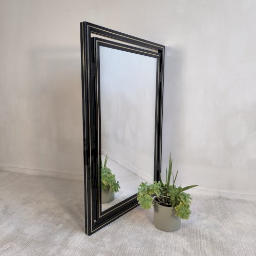 ?? Magnifique Miroir design Pierre Vandel Paris – Années 80 – Noir laqué ✨?