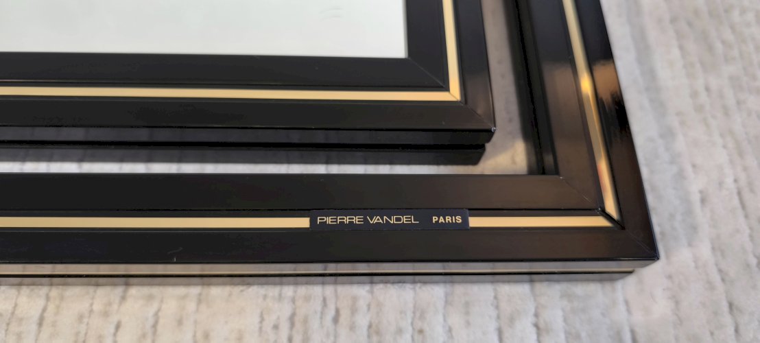 ?? Magnifique Miroir design Pierre Vandel Paris – Années 80 – Noir laqué ✨?